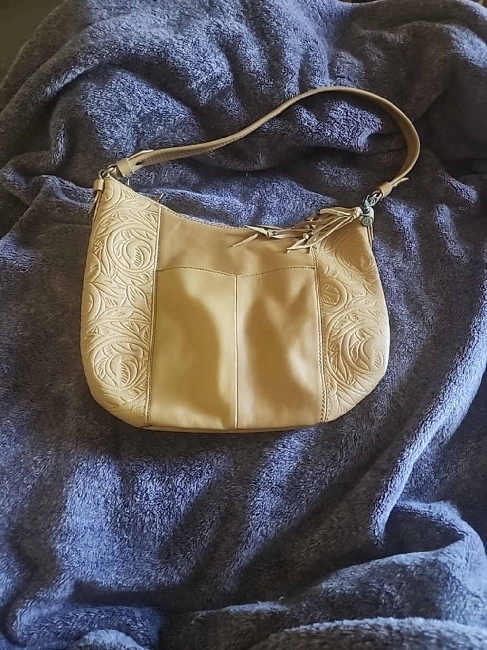 The Sak Tan Embossed Leather Shoulder Hobo Bag